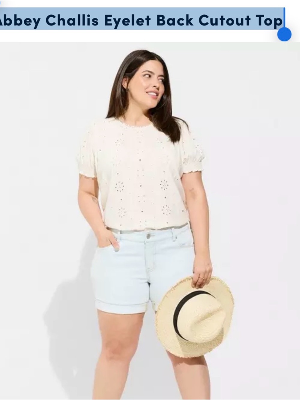 Eyelet Back Cutout Top - White